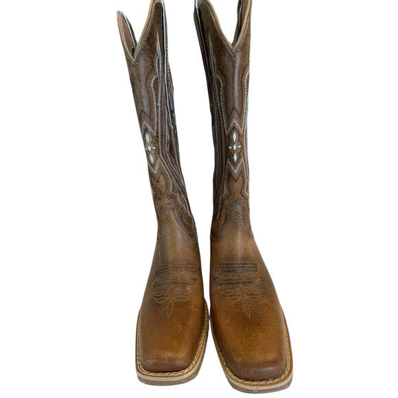 Justin Boots Rein 12 Inch Square Toe Cowboy Womens 7 1/2B Brown Boots - Picture 4 of 9